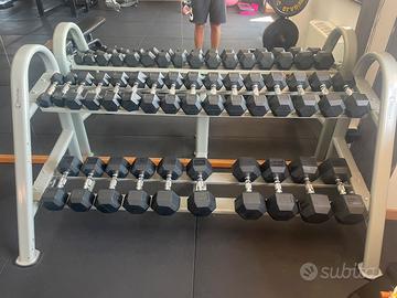 Set manubri esagonali 2-20kg con rastrelliera