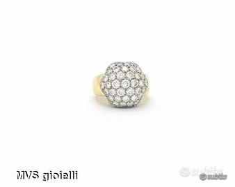 Anello in oro giallo con pavè di diamanti