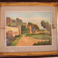 Livorno olio su tavola 30x40 cancello villa Romiti