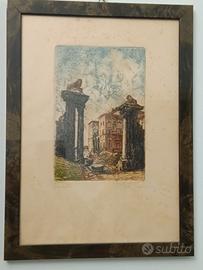Acquaforte originale firmata I Giardini Farnese
