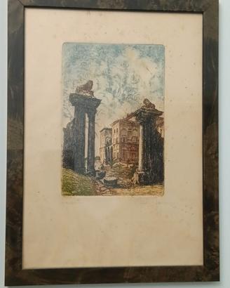 Acquaforte originale firmata I Giardini Farnese
