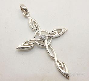 Stupendo crocefisso argento pietra centrale CZ