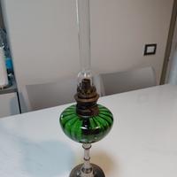 Lampada a Petrolio Antica - Vetro Verde Smeraldo