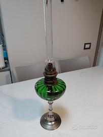 Lampada a Petrolio Antica - Vetro Verde Smeraldo