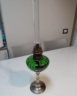 Lampada a Petrolio Antica - Vetro Verde Smeraldo