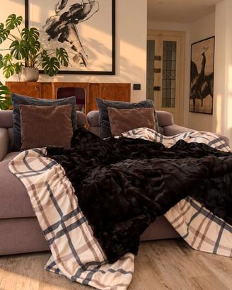 Coperta in vero visone e pile 270x230 pezzo unico