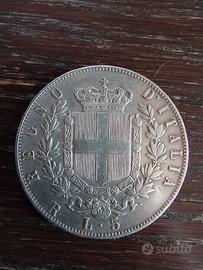 Moneta in argento 5 Lire Vittorio Emanuele 