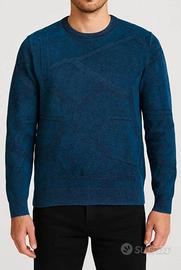 Maglione Blu Uomo Taglia L Cotone Nuovo Girocollo