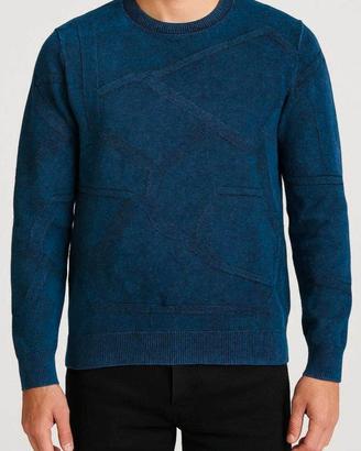 Maglione Blu Uomo Taglia L Cotone Nuovo Girocollo