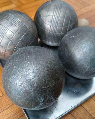 Set bocce vintage in metallo – 4 bocce + 3 boccini