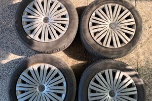 4 Ruote complete VW 15" 5 fori, gomme 4 stagioni H