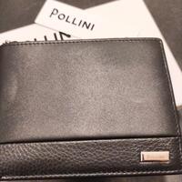 Portafoglio uomo in pelle nera. Pollini