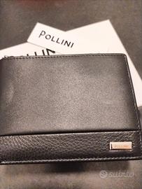 Portafoglio uomo in pelle nera. Pollini