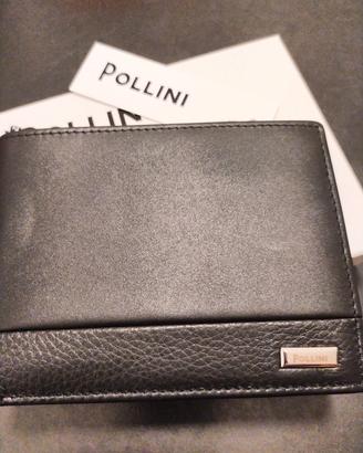 Portafoglio uomo in pelle nera. Pollini