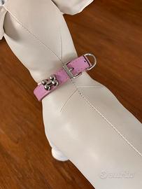 Collare per cane in ecopelle rosa con decorazion