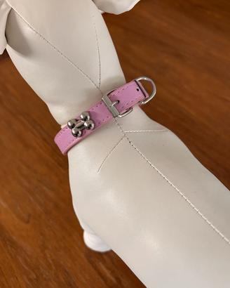 Collare per cane in ecopelle rosa con decorazion