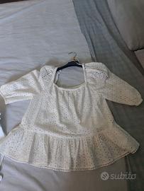 blusa in sangallo panna