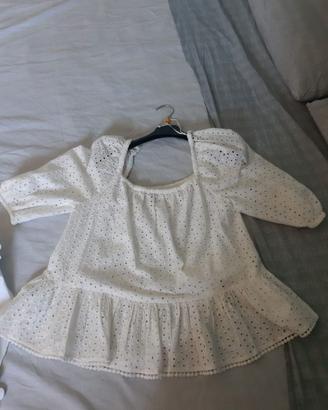 blusa in sangallo panna