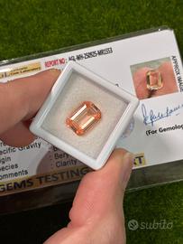 Morganite rosa 5.30 ct taglio smeraldo certificata
