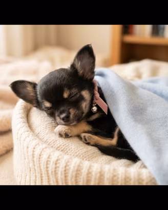 Cucciola Chihuahua a pelo lungo tricolore + Kit