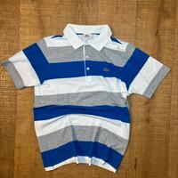 polo lacoste a riche bianche e blu in cotone