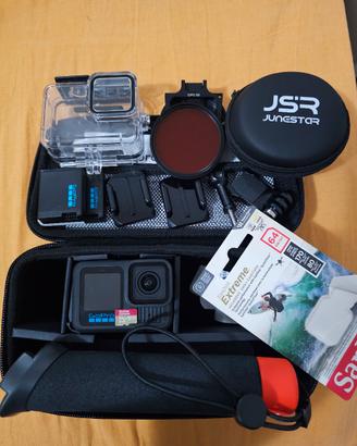 gopro 13 nuova + sd card 64gb + filtro rosso + ...