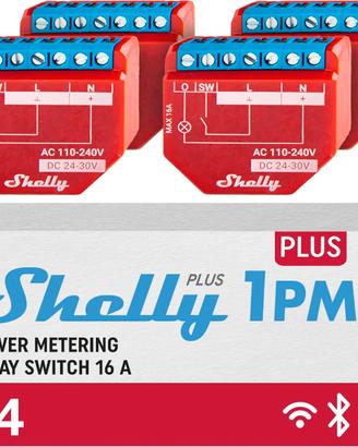 Shelly Plus 1PM, Interruttore a Relè, Wi-Fi e Blue