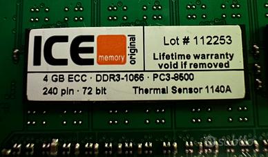 8 Ram ECC 4gb DDR3-1066 PC3-8500 240pin 72 bit