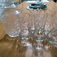 decanter con 6 bicchieri cristallo molato vintage 