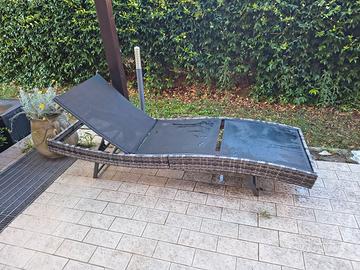 Lettino prendisole in metallo e tessuto come nuovo