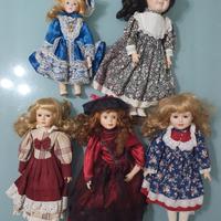5 Bambole di Porcellana Vintage - Stile Vittoriano