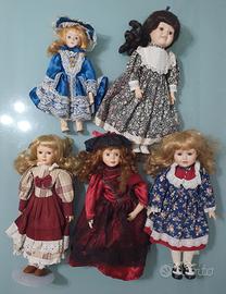 5 Bambole di Porcellana Vintage - Stile Vittoriano