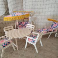 set da giardino per bambole tipo Barbie, anni 70.