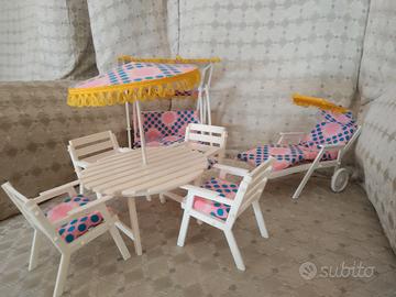 set da giardino per bambole tipo Barbie, anni 70.