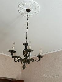 Lampadario in bronzo + due lampade da comodino