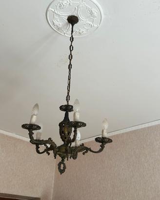 Lampadario in bronzo + due lampade da comodino