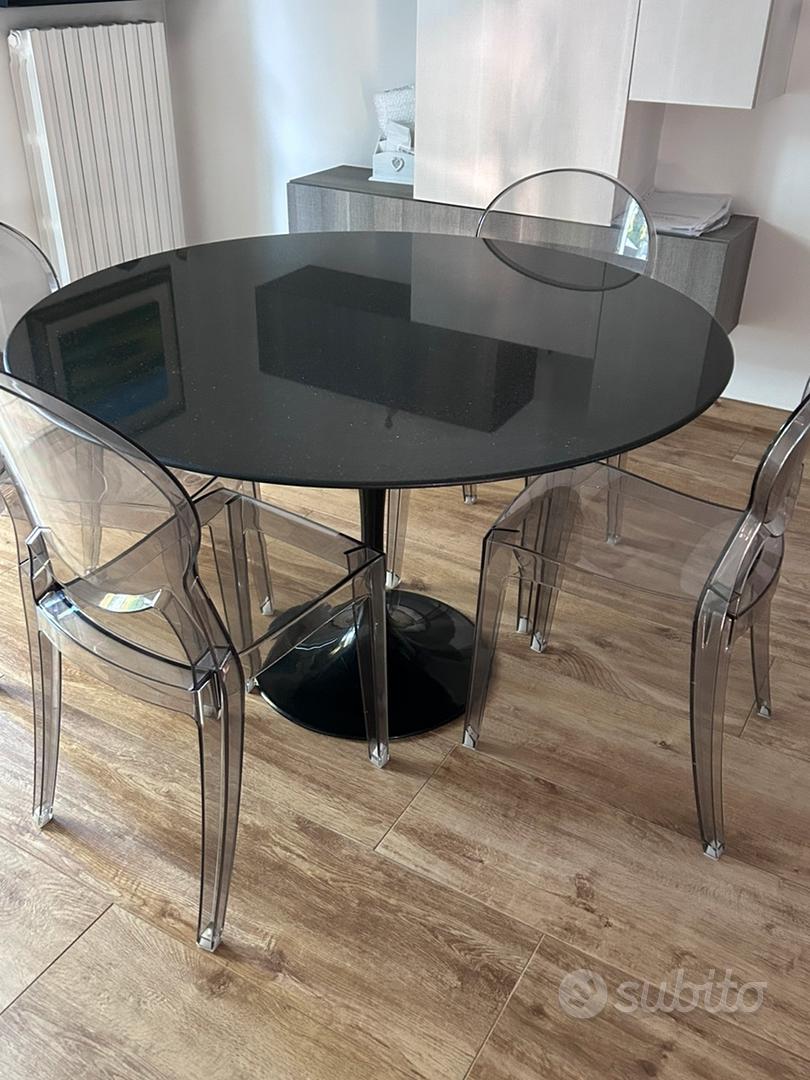 Tavolo design granito nero 120 cm + 4 sedie scab