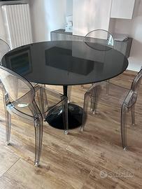 Tavolo design granito nero 120 cm + 4 sedie scab
