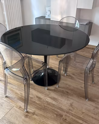 Tavolo design granito nero 120 cm + 4 sedie scab