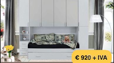 Letto singolo con armadio integrato