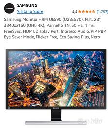 Samsung Monitor HRM UE590 (U28E570), Flat, 28", 38