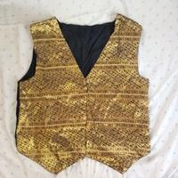 RARISS gilet vintage anni 80 nero + ricami dorati