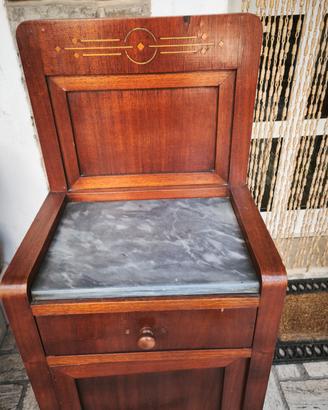 comodino Art decò anni 30 legno e marmo 