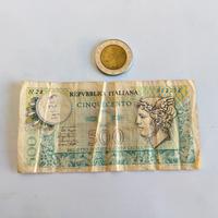 500 lire di carta e bimetallica