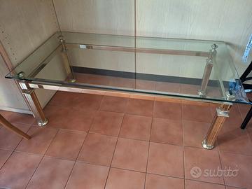 Tavolino da fumo in vetro e ottone