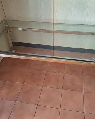 Tavolino da fumo in vetro e ottone