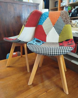 4 sedie poltroncina patchwork struttura in legno