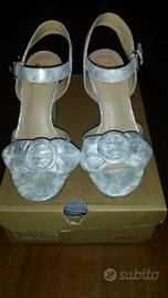 Sandali BATA con tacco nr 36 color argento Abbigliamento e