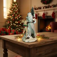 Babbo Natale in Ceramica con Renna e Luci CM.15xH.