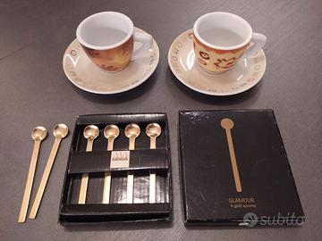 Tazzine caffè Giannini con cucchiaini dorati